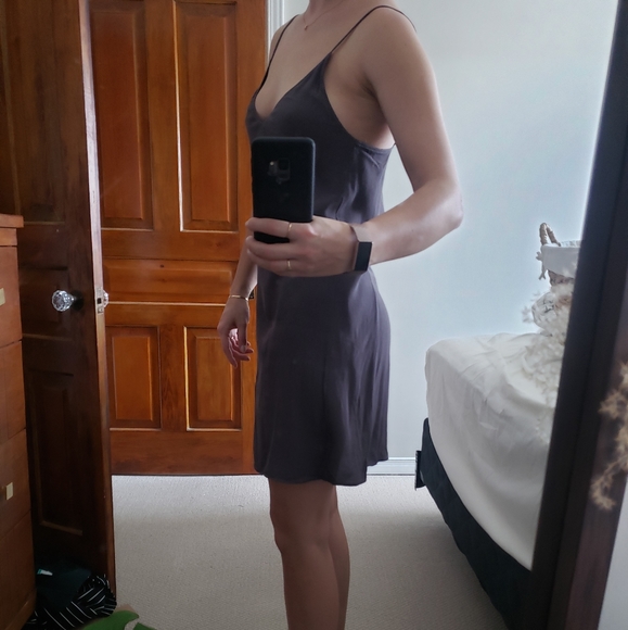Wilfred Free 'Vivienne' dark grey slip mini dress - Picture 3 of 7